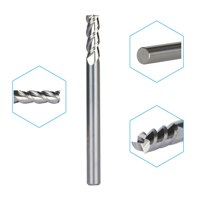 D4*50 3-Flute Wave edge End mill Carbide Rough skin milling cutter For Alu 3Pcs 